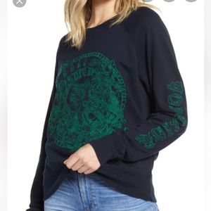 Zadig & Voltaire Embroidered Skeleton Sweatshirt Navy Green embroidery cotton S